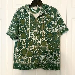 Z Energy by Chicos Size 2 Green Zip-up Short Sleeve Hoodie